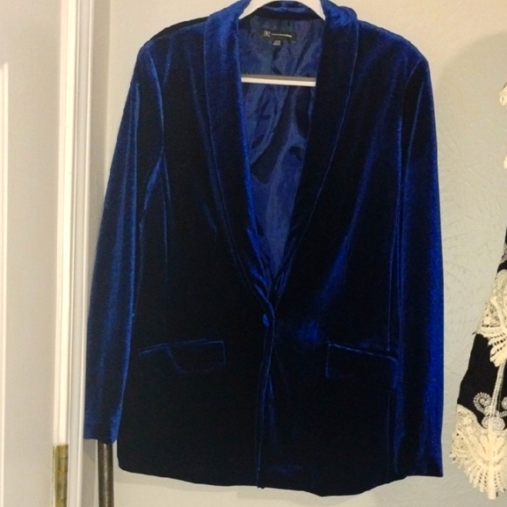 INC International Concepts elegant Blue Velvet Women's Jacket